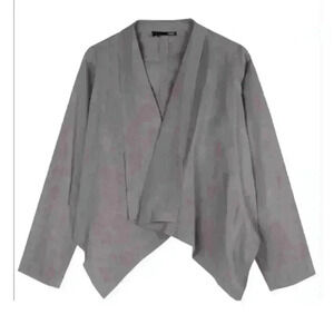 Eileen FIsher drape front viscose linen jacket Size XS